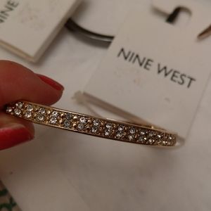 Gold bangle with rhinestones